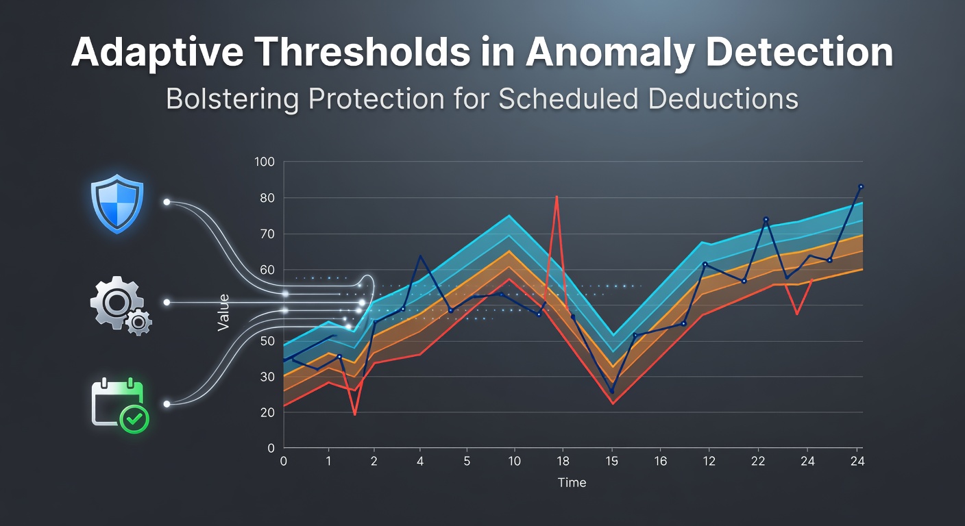 Illustration of adaptive anomaly detection thresholds monitoring scheduled financial deductions in real time