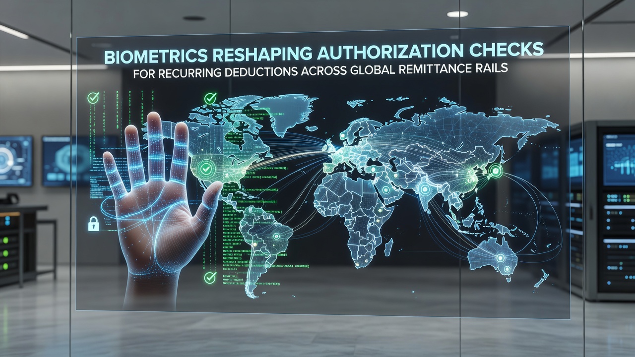 Biometric authorization interface for recurring payment deductions in global remittance systems