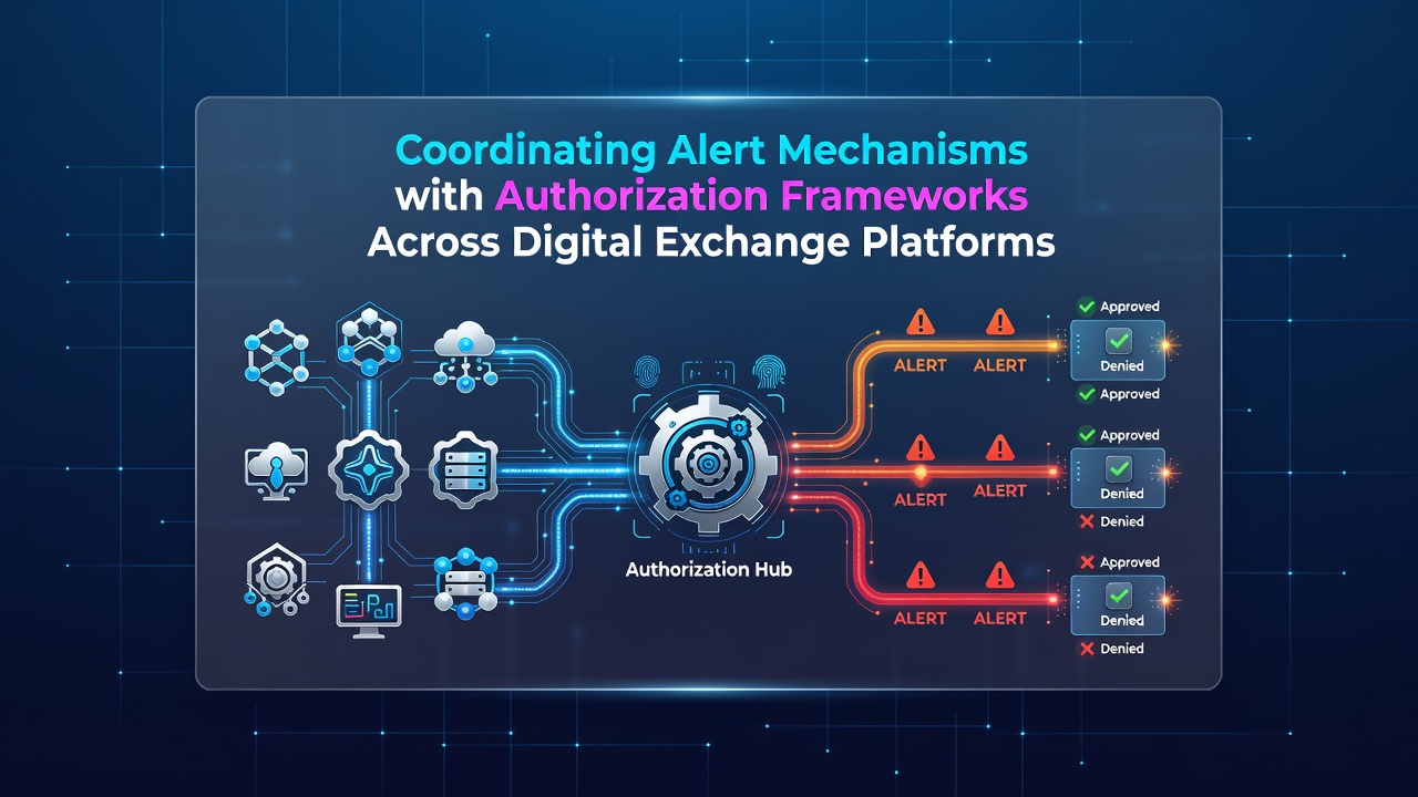 Digital exchange platform dashboard showing coordinated alert and authorization interfaces