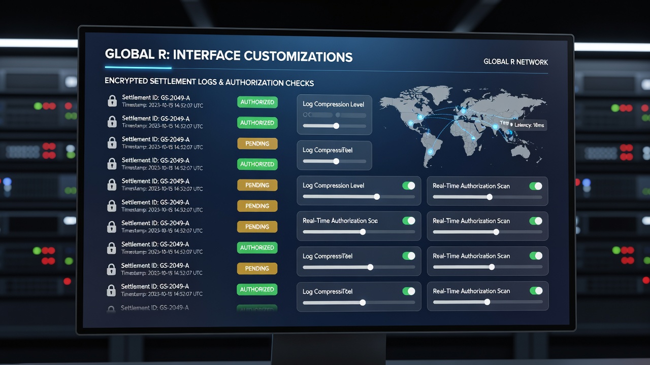 Mobile screen displaying authorization checks integrated with encrypted log summaries in a global remittance app