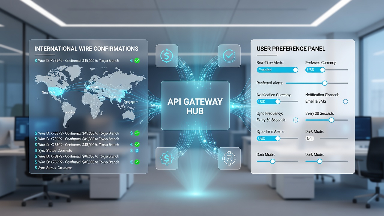 Screenshot of user preference panel integrated with API-driven wire confirmation settings in an exchange dashboard