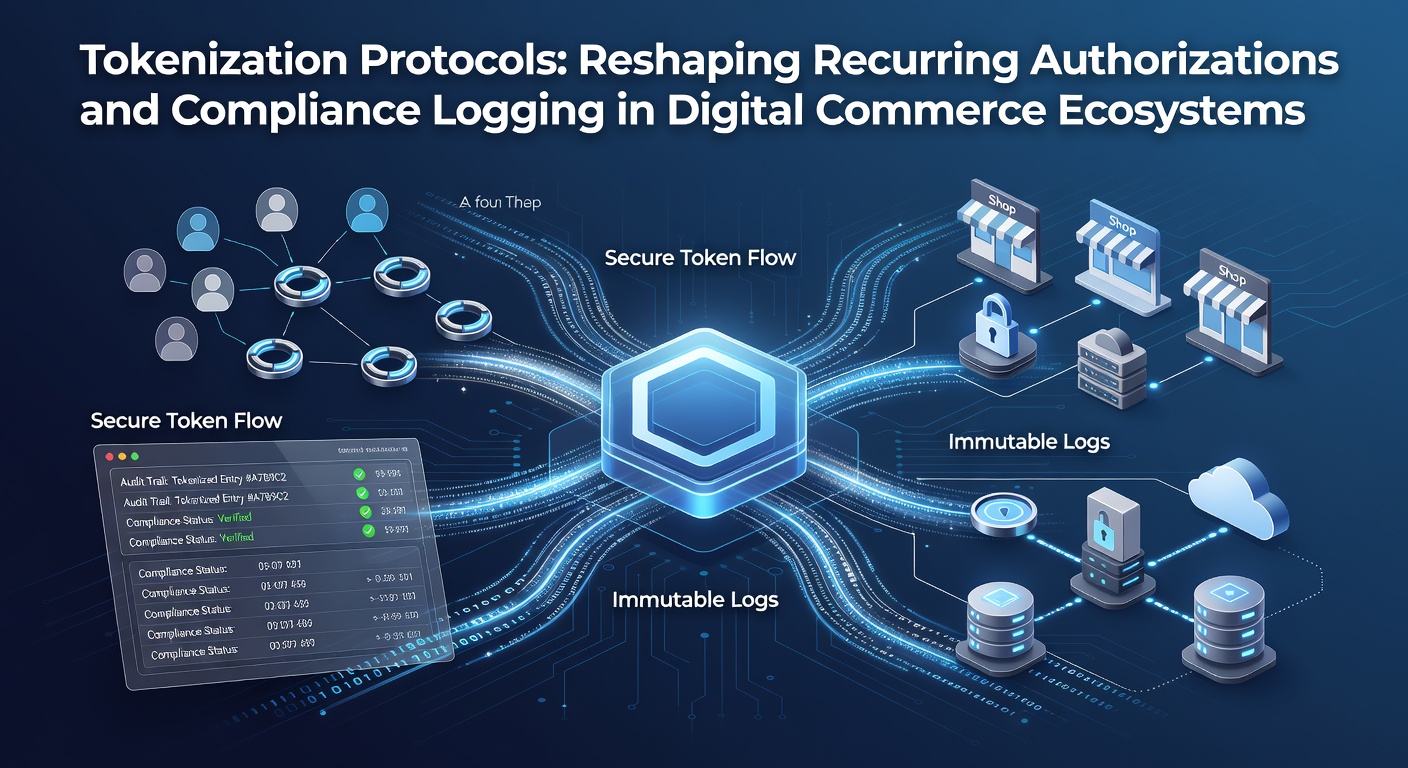 Visualization of tokenization protocols securing recurring payment authorizations across digital commerce networks with compliance logging interfaces